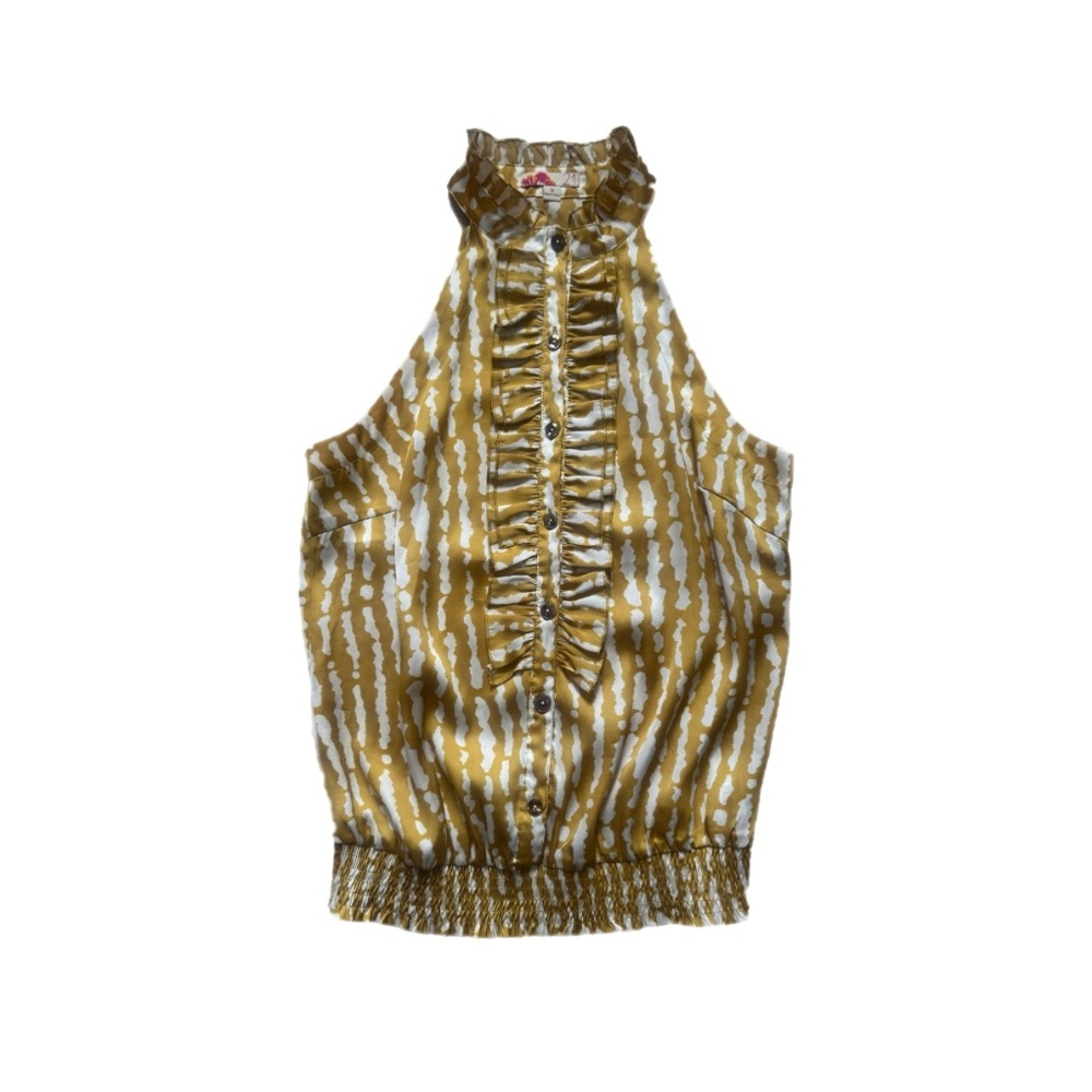 Forever 21 Mustard Retro Print Halter Dressy Tank